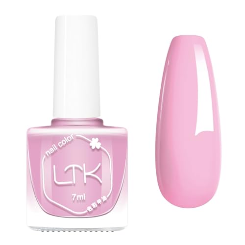 Baby Pink Nail Polish - 7ml Pink Nail Varnish Quick Dry - Light Pink Long Lasting Nail Polish - Pure Color Breathable Nail Varnish High Glossy Shine 60 Seconds Dry Oil Based Formula No Need Baking