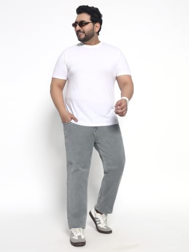Image of Cotton Comfort Fit Jeans for Men | Full-Length Solid Denim Pants with Button Closure, Embroidered Design, Mid-Rise Casual Trousers for Daily | Classic Jeans for Office Bottoms (DI-249)