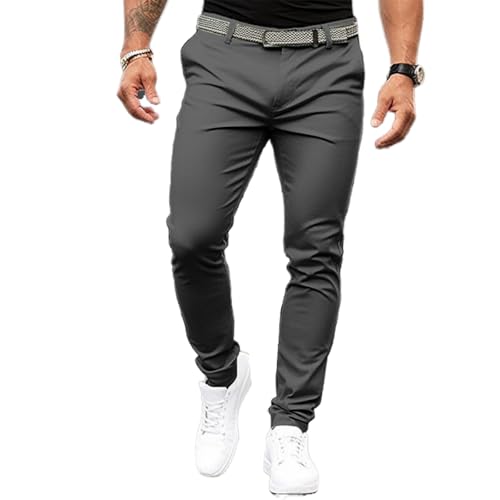 Mens Classic Slim Fit Dress Pants Stretch Flat-Front Skinny Fashion Pants Casual Business Golf Pants