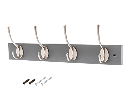 keypak Portemanteau mural victorien en bois MDF avec 4 crochets argentés satinés et tableau gris ardoise Cover