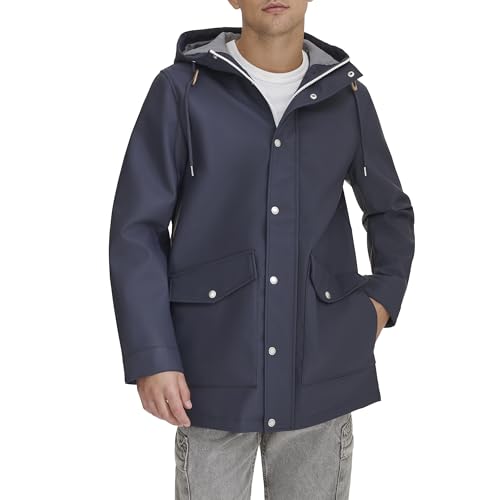 Levi's Men's Rubberized Rain Parka Jacket, navy, Small - image 1