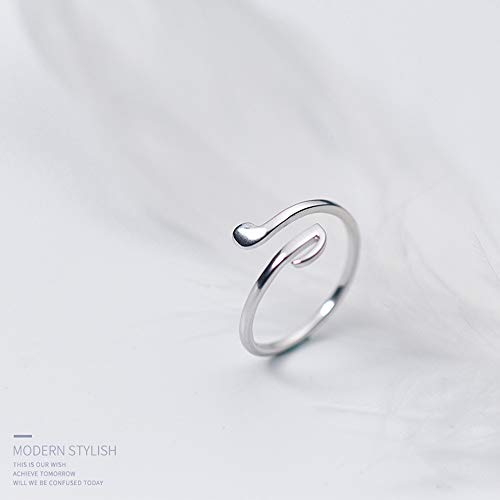 Minimalist Music Note Open Statement Ring S925 Sterling Silver Adjsutable Simple Wrap Cuff Expandable Finger Band Wedding Engagement Eternity Rings Jewelry Gifts for Women Daughter2
