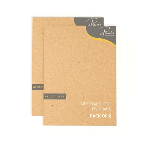 Image of Pilwal's A3 12 x 16.5 inch MDF Sheets - Smooth Unfinished MDF RECTANGLE Sheet - MDF Board Coutouts for Craft DIY Art, lippan Art, Painting, Decoupage, Resin Art, Pyrography, Laser Cutting (A3-12 inchx16.5 inch inch, 2 Pieces)