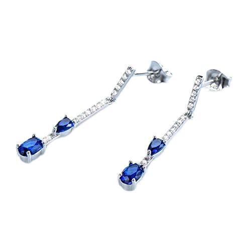 Boucles d'oreilles drop saphir bleu hypoallergéniques pour oreilles sensibles