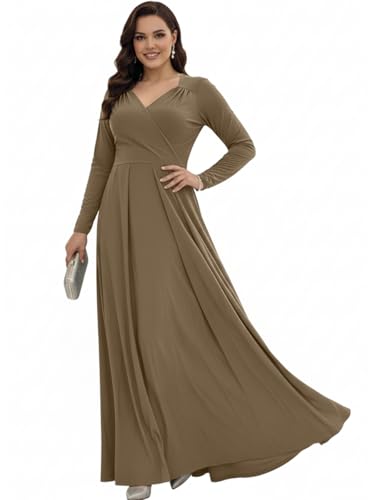 Image of KOH KOH Womens Long Sleeve Empire Cocktail Elegant Evening Versatile Maxi Dress