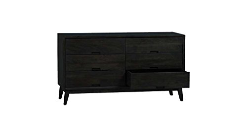 Image of APRODZ Mango Wood Storage Cabinet Cruz Chest of 6 Drawers Furniture for Living Room Black, Brown (cd-26.6)
