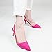 FSJ Women Fashion Low Kitten Heels Pumps Pointed Toe Slingback Sandals Casual Wedding Party Dress Shoes Hot Pink Size 12