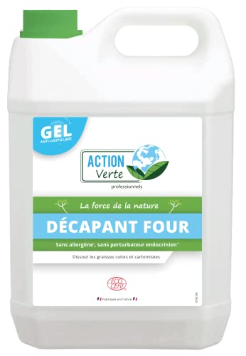 ACTION VERTE - Décapant four - Dissout les graisses cuites et carbonisées - Formule naturelle - Contact alimentaire - Format gel - 5L - Fabrication française - Réservé aux professionnels