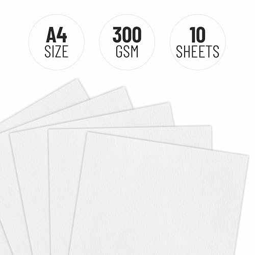 Image of Anupam Professional Watercolour Paper | A4 (30X21CM) 300 GSM Cold Pressed Paper |Acid-Free 10 Sheets| Ideal for Artist, Professional Drawing, Painting Dry & Wet, Fine Art, School, Students