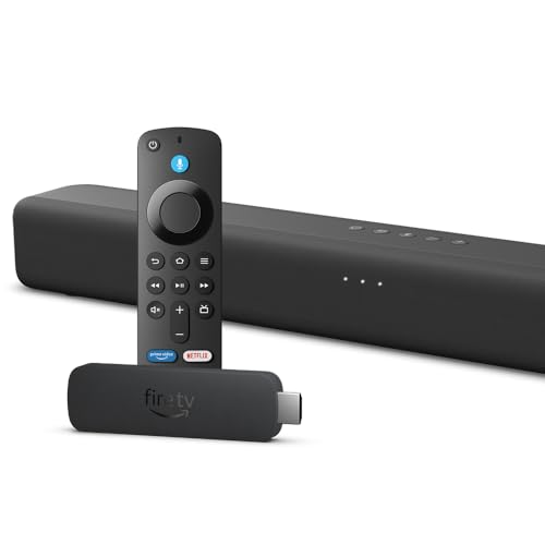 Amazon Fire TV Stick 4K, mit Unterstützung für Wi-Fi 6 sowie Streaming in Dolby Vision/Atmos und HDR10+ und Amazon Fire TV Soundbar