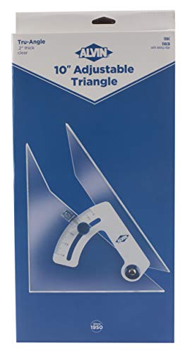 Triángulo Tru-Angle Alvin ajustable de 10 pulgadas con borde entintado para dibujo técnico