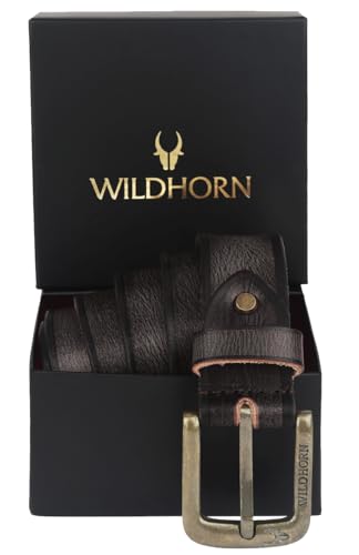 Image of WildHorn Classic Genuine Leather Belt for Men - Stylish and Durable with Adjustable Fit