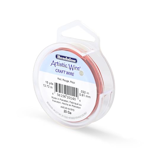 Image of Artistic Wire, 20 Gauge Tarnish Resistant Colored Copper Craft Wire, Red, 15 yd