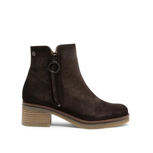 Porronet Botines De Piel Moka Con Cremallera Diana