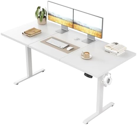 Klicelor Höhenverstellbarer Schreibtisch 120x60 cm mit 2 Speicherplätzen | Schreibtisch elektrisch, Stehschreibtisch mit Kollisionsschutz, 70 kg Tragkraft, Computertisch Homeoffice