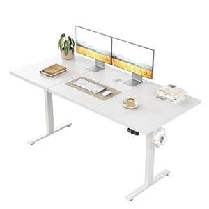 Klicelor Höhenverstellbarer Schreibtisch, Elektrischer Steh-Sitz Bürotisch, Computertisch mit 2 Memory-Funktionen, Stehpult, 120 x 60 cm, Weiß