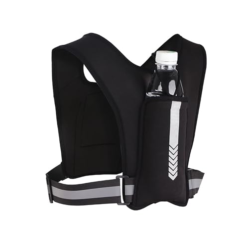 QRONCES Chaleco ligero para correr, chaleco reflectante con bolsillo para teléfono y agujero para auriculares, chaleco de seguridad transpirable para correr, soporte para teléfono, bolsillo para