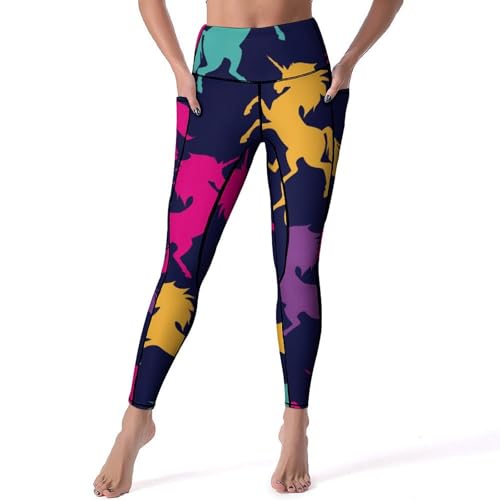 Legging de sport Licorne taille haute extensible pour gym et fitness