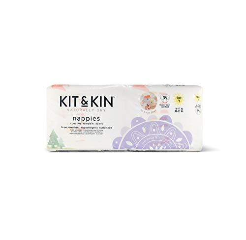Kit & Kin Pañales ecológicos tamaño 4, hipoalergénicos y sostenibles (34 x 4 paquetes, 136 pañales)