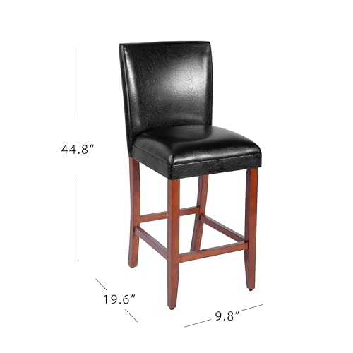 Image of HomePop Counter Stool, 29-Inch, Black Faux Leather