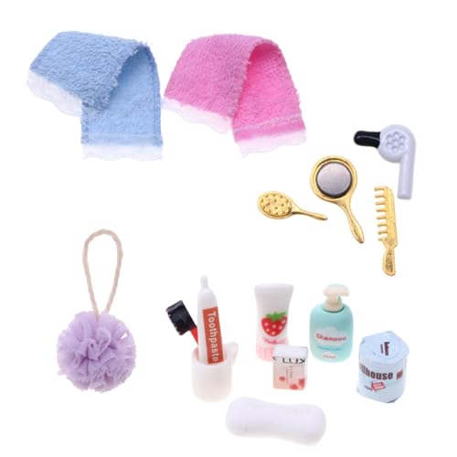 RAXLUPO 15 Pièces Maison de Poupée Miniatures - Articles de Toilette et Accessoires Miniatures pour Décoration - Mini Jouet