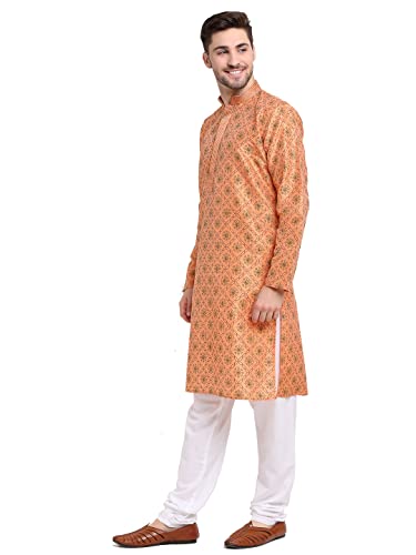 Image of Jompers Mens Coller Embroidered Printed Kurta Pyjama.