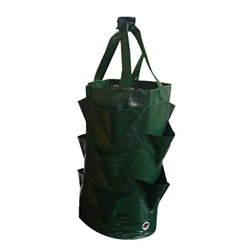 Strawberry Grow Bag, Hanging Tomato Strawberry Planter Tomato Garden Vegetable 3 Gallons Multi-Mouth Container Bag Planting Bag Thicken Breathable Fabric Growing Bag for House Garden