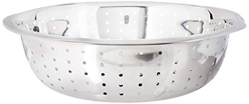 Image of Winco Chinese Colander with 5mm Holes, 13-Inch, Stainless Steel, Medium