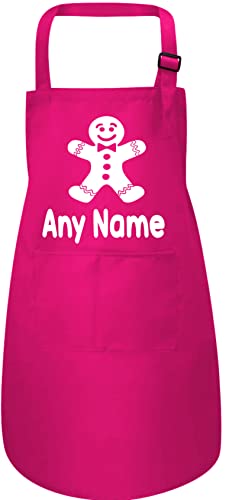 Image of Print4U Gingerbread Man Personalised Kids Apron Any Name Cooking BakingPink-L-7-12