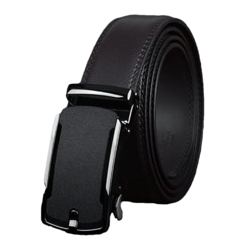Men's Solid Color Casual Leather Belt Automatic Buckle Belt Classic Black 3.5 Cm Belt4