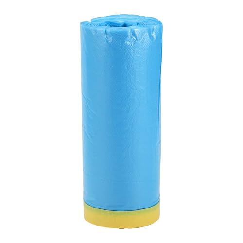 Image of Pre-Taped Masking Film Plastic Cover PE Film Masking Paper 1 Pc 2500x150cm / 82.02ftx59.06 inch Yellow Blue