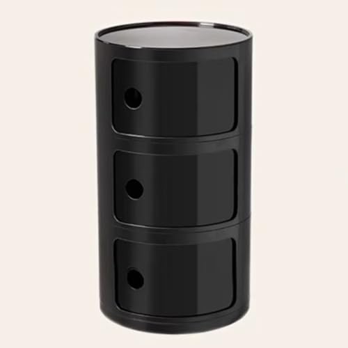 WEIDPHL Table De Chevet Ronde, Table De Chevet avec 3 Tiroirs, Table D'appoint, Armoire De Rangement avec Porte Coulissante pour Salon, Chambre À Coucher,...