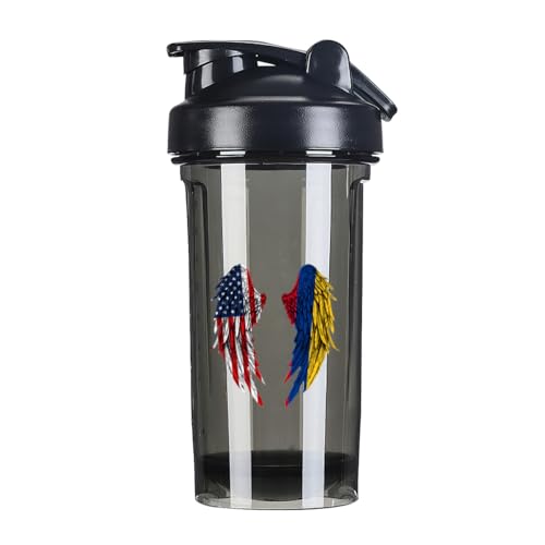 Wings America and Colombia Flag 18 Ounce Shaker Cup,Fashion Theme Pattern Shaker Bottle Leak-proof Workout Shake Bottles 500ML/18 oz Perfect for Pre Workout