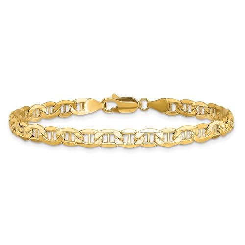 14K Yellow Gold 4.75mm Semi-Solid Anchor Chain Bracelet 7