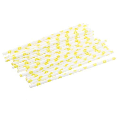 100 pitillos desechables de papel decorativos limón 19.7 cm miniatura 3