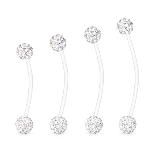 Hoeudjo Pregnancy Belly Rings Maternity Belly Button Rings Plastic Long Bar Navel Ring for Maternity Sport Pregnant Women Different Length 18/32/35/38mm White