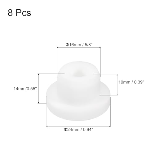 Image of MECCANIXITY 8pcs T-Shaped Silicone Plugs 16mm 5 /8 Inch Dia Snap in Plug Hole Seal Cover Round Rubber Stopper for Kitchen Rubber Bulkheads Waterproof Sealing Plugs White