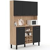 Plan de travail de 120 cm avec 2 niches idéales pour épices et condiments + 1 compartiment pour ranger 6 bouteilles