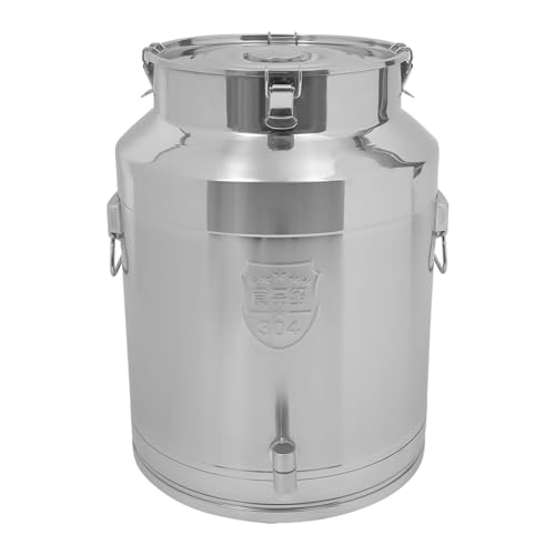 64L/16.9Gallon Milk Can with Faucet, Stainless Steel Milk Bucket Small Milk Jug Wine Pail Tote Pot Oil Liquid Storage Container with Sealed Lid, Keep Food Dry and Fresh for Kitchen Rice Cereal Grain -  Upthehill