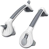 2025 Grab Bars for Bathtubs and Showers with Indicator, 2 Pack Heavy Duty Shower Handles for Elderly, Exclusive 4mm Thickened Strong Sticky Suction Cup, Shower Handicap Grab Bar for Seniors Bathroom