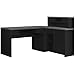 Monarch Specialties Computer Desk L-Shaped - Left or Right Set- Up - Corner Desk with Hutch 60"L (Black - Grey Top)