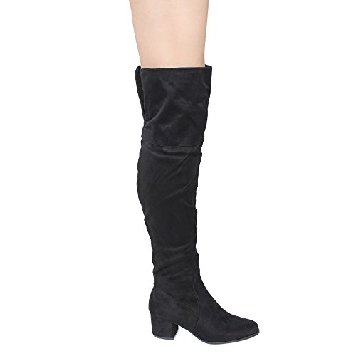 Nature Breeze Women's Linden-01 Over The Knee Mid High Block Heel Boots,Black,10 #TOP2