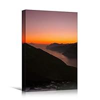 Canvas Wall Art Mountain Sunset IX Coastal Orange Photography Relax/Calm Romantics Sunset Warm - 12x18 inches