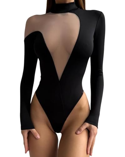 CORIRESHA Women's Fashion Sexy Halter V-Neck Slim Fit Long Sleeve Jumpsuit