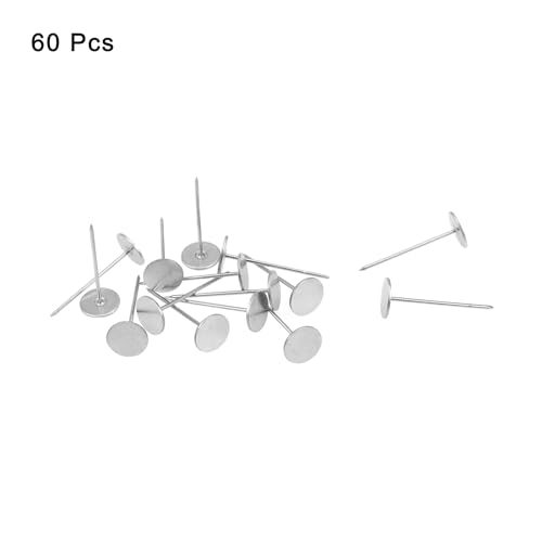 QUARKZMAN 60 Stück Polsternägel, 18 mm x 50 mm, flacher Kopf, dekorative Reißzwecken, Reißnägel für Möbel, Sofa Kopfteile, Silber