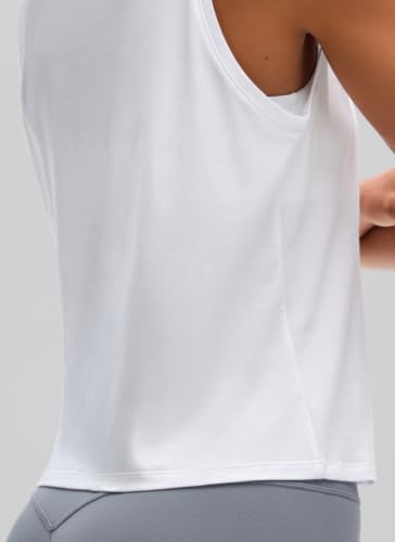 Image of CRZ YOGA Pima Cotton Cropped Tank Tops for Women Workout Crop Tops High Neck Sleeveless Athletic Gym Shirts