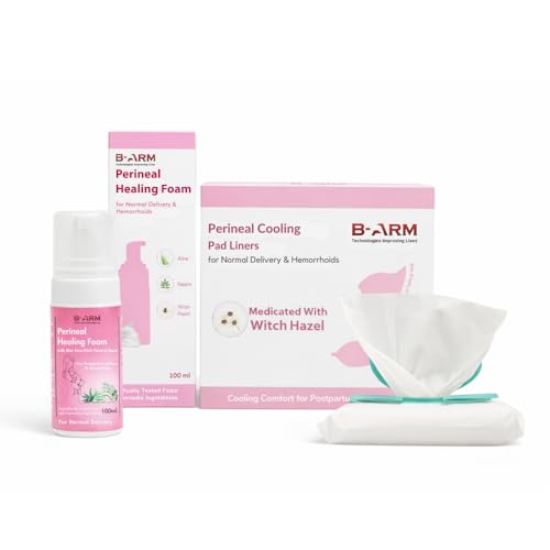 Image of B-Arm Perineal Healing Foam & Cooling Pad Liners for Postpartum Care | Helps Relieve Perineal Pain, Swelling & Hemorrhoids | Supports Speed Healing, Soothes Itching & Irritation After Normal Delivery