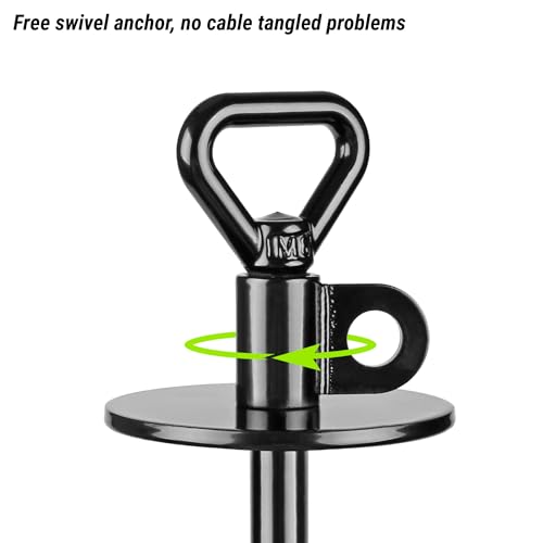 SELEWARE Dog Tie Out Stake Outdoor Anti-Rust Ground Anchor for Large Dogs up to 220 lbs, Free Swivel Dog Stake Dog Camping Gear Twist Rod Included