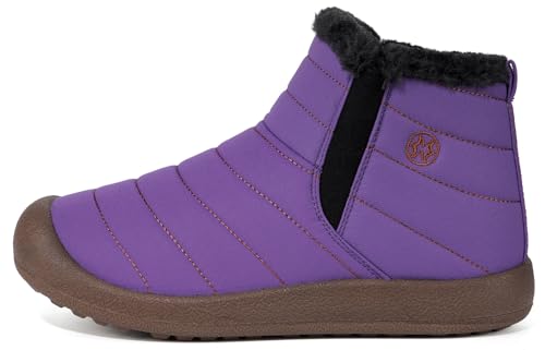 Image of Eagsouni Womens Mens Snow Boots Winter Slip On Shoes | Unisex Warm Fur Lined Slip-On House Shoes,Rubber Sole,Anti Slip,Water Resistant,Comfortable,Indoor Outdoor Daily Walking