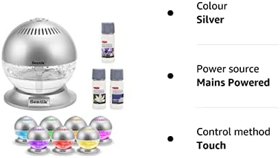 Sentik® Globe Air Revitaliser Air Purifier and Ioniser with Colour Changing LED Light & FREE 3 x 10ml Fragrances